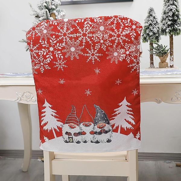 Decoración de fiesta Viejo sin rostro Chirstmas Decoración de la silla de Navidad Portada de navidad Red Western Style Regled Bag Cordeas Cubiertas de tela