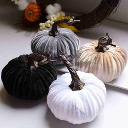 Party Decoratie Fake Velvet Pompoen Halloween Decoratie Pompoenen Kleine Schuim Pompoenen Herfst Tafel Decor Thanksgiving Fotografie Props x0905