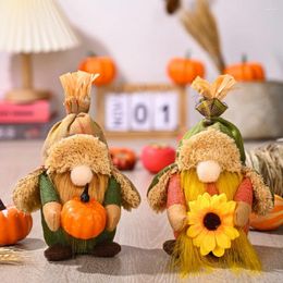 Decoración de fiestas Otoño Otoño Autumn Harvest Decoración Gnomo sin rostro Girasol Sunflower sueco Nisse Elf Dwarf Plush Ornament Regalo para el Día de Acción de Gracias