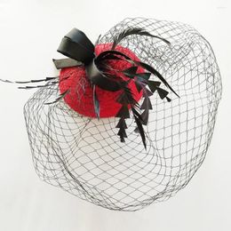 Fascinateurs de décoration de fête pour femmes Derby Pillbox Hat à cocktail Thé Plume Bandle de tête de coiffeur