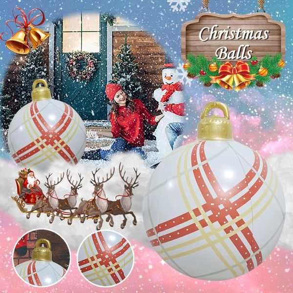 Décoration de fête à la mode, boules de noël de 23.6 pouces, ornements d'atmosphère de noël en plein air, jouets gonflables en PVC, cadeau de fête pour la maison