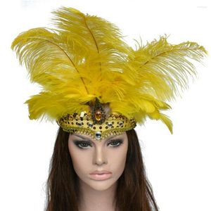 Accesorios de moda para decoración de fiestas, banda para el pelo, tocado de plumas de pavo real, diadema para adultos y niños, Carnaval de Halloween