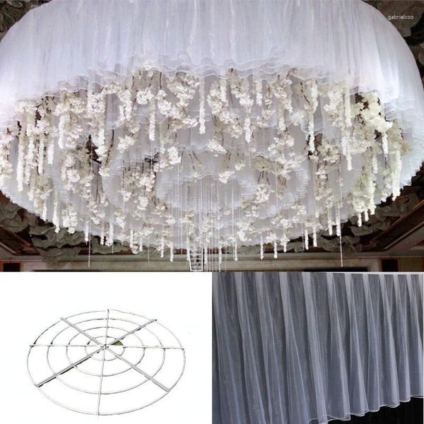 Decoración de fiesta, marco de tela de gasa para interiores a la moda, cortinas de techo para bodas, estante de arco de cristal, estante colgante circular, escenario, cumpleaños