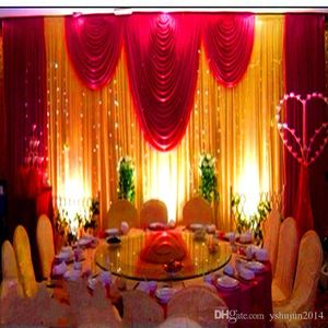 Party Decoration Fashion Red Wedding Swag met Wit Gordijn DRAP ICE SILK Achtergrond 3M * 6M (10ft * 20ft) Decoraties DHL GRATIS