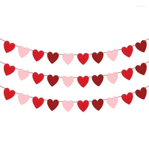 Feestdecoratie Vilten hartslinger voor Valentijnsdag Decoraties Rode Roos Lichtroze Banner Liefdesdag Decor 10Pack