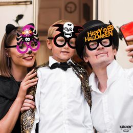 Décoration de fête Feutre Spooky Halloween Lunettes Pack de 6 Décorations de lunettes en plastique Po Booth Props Cosplay pour enfants Drop Delivery Amjac
