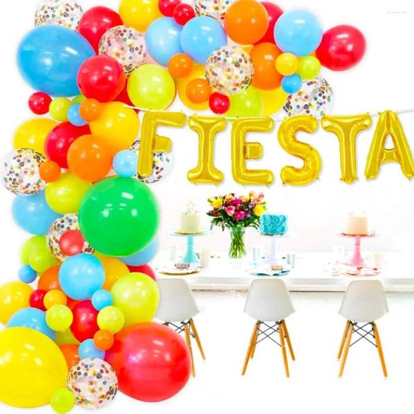 Décoration de fête Fiesta ballon guirlande arc Kit pour enfants décorations d'anniversaire bébé douche mexicain feuille ballons 130 Pack