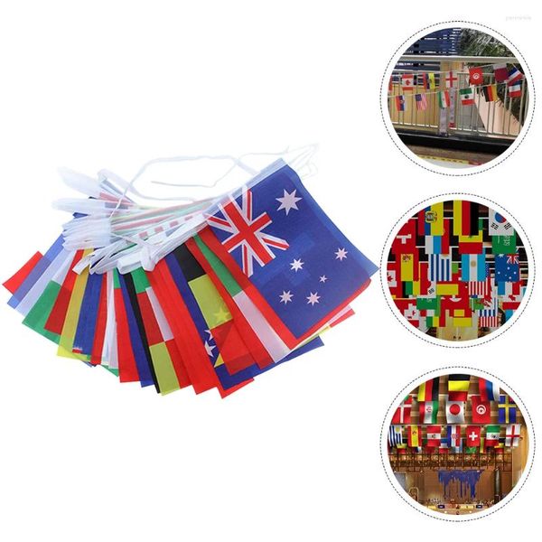 Décoration de fête, guirlande de drapeaux internationaux, banderoles décoratives, pendentifs de pays, fournitures sur le thème du football mondial