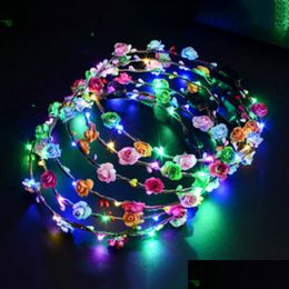 Décoration de fête clignotant LED bandeau Rave guirlande lumineuse couronne de fleurs éclairage couronne cadeaux livraison directe maison jardin Fe Dhgarden Dhdrm