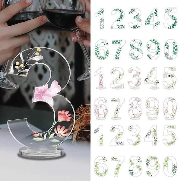 Décoration de fête Floral et feuilles Acrylique Nombres de table de style MODER