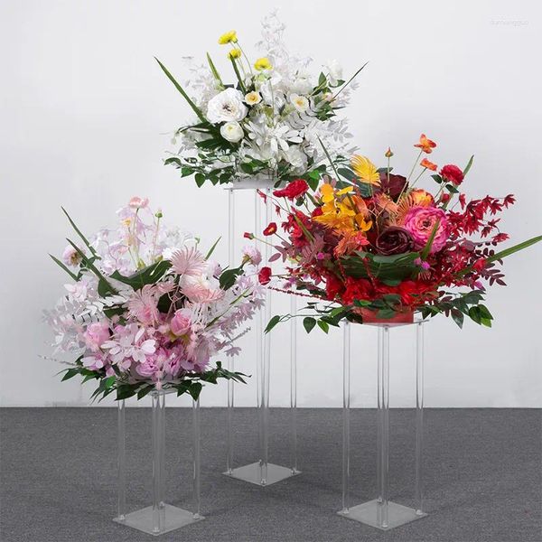 Support de fleurs de décoration de fête 40/60/80/100 CM de haut, cristal acrylique, pièce maîtresse de route de mariage, événement