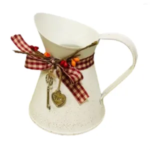 Party Decoratie Bloemvaas Bucket Bow Heart Pendant kan boerderij rustieke kan voor centerpiecess Country Iron Pitcher Planter Jug-A