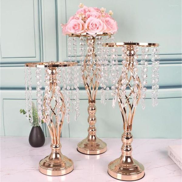 Support de Vase à fleurs, décoration de fête, pièce maîtresse de mariage, bougeoirs en cristal pour réception, Table de dîner, décor de vacances