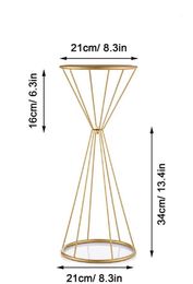 Feestdecoratie bloemen vazen ​​goud/ witte stands metaal weg lood bruiloft middelpunt bloemen rek voor evenement decoratieparty
