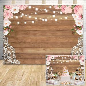 Feest decoratie bloemen hout kant rustieke achtergrond bruiloft floralfor verjaardag baby shower supplies decoraties PO Booth studio rekwisieten verbod