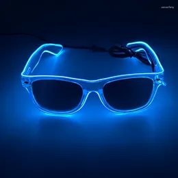 Décoration de fête Lunettes de soleil fluorescentes avec lumière LED lumineuse Lunettes Fournitures de bar Halloween Néon Clignotant Accessoires d'anniversaire