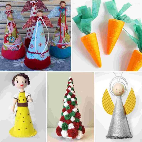 Decoración de fiesta Cono de espuma Conos Artesanía Artesanía de espuma de poliestireno Niños Adorno de Navidad Árbol Diy Poliestireno Eva Suministros Bloque Torre Formas