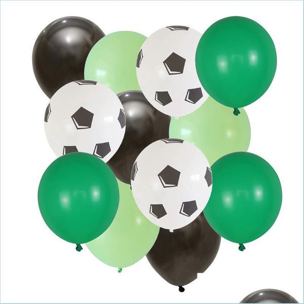 Decoración de fiesta Fútbol Tema de fútbol Globos redondos Negro Blanco Confeti Globo de helio Deportes Meet Boys Cumpleaños Drop de Bdesports DHP2S