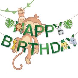 Decoración de fiesta bosque Animal cumpleaños Banner Caketopper salvaje decoración niños Favor selva Safari