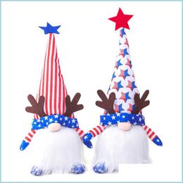 Feestdecoratie vierde van JY Gnome Handmade Patriotic Scandinavian Tomte paar poppen voor thuis US Independence Day Decor D Bdesports DHGVL