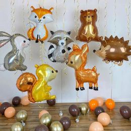 Decoración de fiesta Fox Hedgehog Mapache Ciervo Animal Foil Globos Cumpleaños Bosque Bosque Tema Decoración Retro Marrón Látex Baby Shower