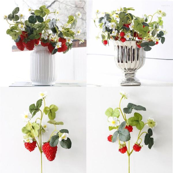 Décoration de fête Frambuesa française artificielle fausse fraise fruit plante fleur 28CM branche Bouquet mariage décor à la maison