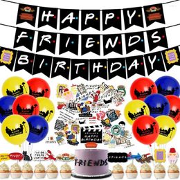 Party Decoration Friends TV Show Birthday Happy Banner Cake Topper -ballonnen stickers voor fansbenodigdheden