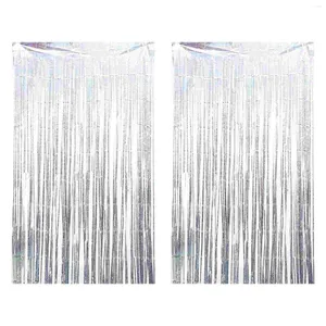 Décoration de fête Fringe Backdrop Rideau Rideaux Tinsel Silver Metallic Streamer Glitter Porte Décorations De Mariage Porte Fond Décor