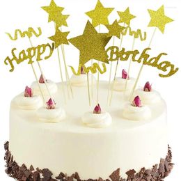 Décoration de fête funpa 13pcs gâteau topper ensemble joyeux anniversaire étoile glitter cupcake pour