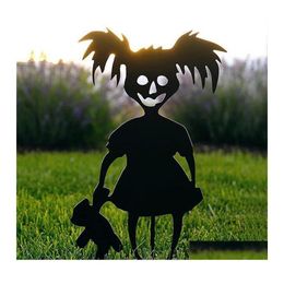 Fête Décoration Jardin Poupée Petit Diable Métal Artisanat Pelouse Prank Mignon Zombie Fille Carré Halloween Scène Drop Delivery Accueil Festif Dhdb5