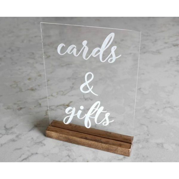 Les cadeaux et les cartes de décoration de partie signent les nombres acryliques de Tableau de décor de mariage