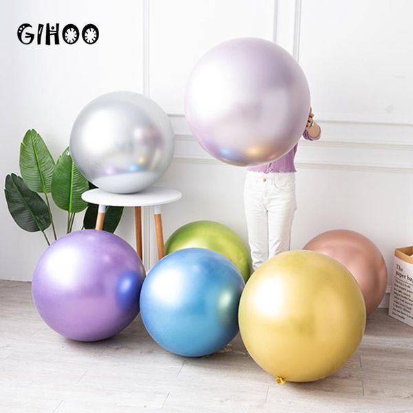 Décoration de fête GIHOO 1 pièces 36 pouces ballon en Latex métallique surdimensionné rond or Rose Chrome pour bébé douche mariage anniversaire Decora