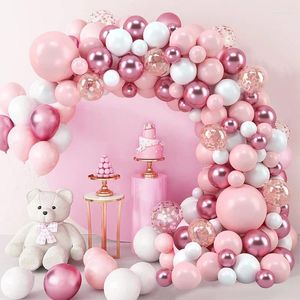 Party Decoration Girl Anniversaire Wedding Pink White 126pcs Baloon Ballon Verjaardag Accessoires Geslacht Reveal Arch Kit