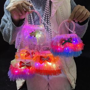 Decoración de fiesta para niñas, luz LED parpadeante de encaje, bolso de hombro luminoso, juguete, bolso bonito, regalos de cumpleaños para niños, suministros luminosos