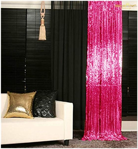 Decoración de fiesta telón de fondo con purpurina 2 paneles 2FTx3FT imagen fucsia Po telones de fondo cortinas de lentejuelas para fiestas Star Fabric-M1112