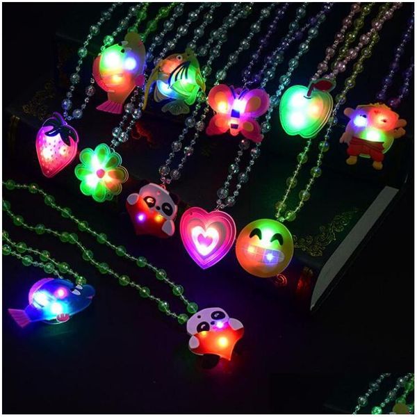 Decoración de fiesta Glitter Flash Collar de acrílico Lámpara LED Novedad Mercado nocturno Juguetes creativos para niños Luminoso Iluminado Resplandor Gota de dhwms