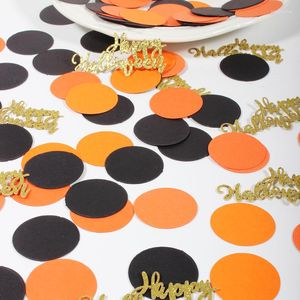 Decoración de fiesta con purpurina, confeti de feliz Halloween, disco negro y naranja para decoración de suministros