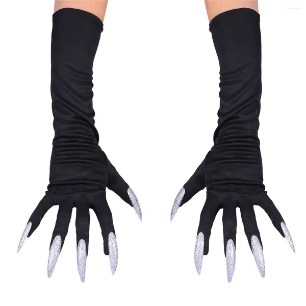 Guantes de decoración para fiestas, disfraces de uñas para Halloween, accesorios negros para dedos, accesorios completos para uñas, accesorios de película de figuras elegantes