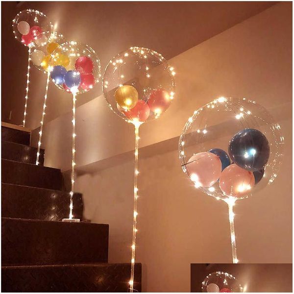 Décoration de fête Ballons Glow Colonne Stand Arch Accueil LED Confettis avec clips Support de ballon de mariage Stick Y0622 Drop Livraison Garde Dhmnn