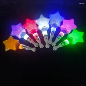 Feestdecoratie gloeiende kleurrijke vijf puntige sterren flash light led stick sprookje juich luminous speelgoed kerstmis