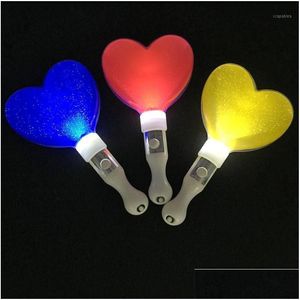 Décoration de fête Glowing Love Shape Stick Led Flash Wand Light Heart Wands Rally Race Batons Dj Clignotant Pour Événement Concert Glow Drop Dhbfj