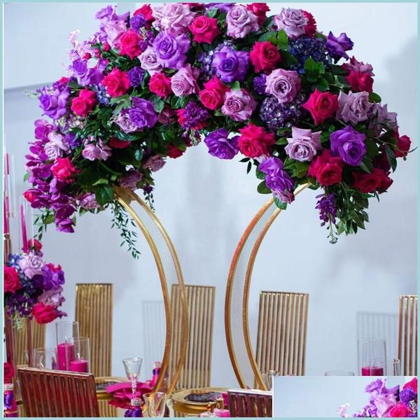 Décoration de fête Gold Arch Flower Stands pour les arrangements de mariage Drop Livraison 2021 Home Garden Fête Supp Nerdsropebags500Mg DHS9P