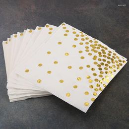 Servilletas de cóctel con lunares dorados para decoración de fiesta (paquete de 50) papel de 3 capas con lunares de aluminio, perfecto para cumpleaños, Baby Shower