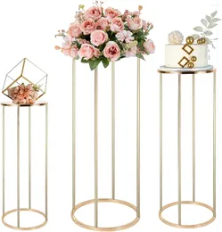 Décoration de fête Support de fleur en métal doré pour table de mariage - Vase de sol Stands Road Leads Tall Column Tabletop Centerpiece Anniversaire