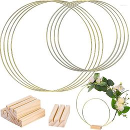 Party Decoration Gold Metal Flowers Hoop With Place Carte Holder Table de mariage Centor Table Central Macrame Floral pour