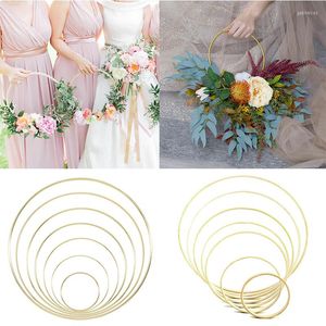 Feestdecoratie goud metalen ring bruid draagbare slinger kunstmatige bloemen rack diy bruiloft krans cirkelmeisjes vangen van droom hoepel hangend