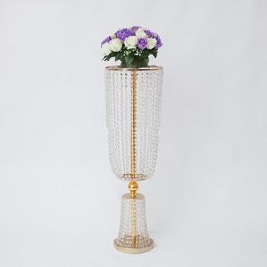 Feestdecoratie gouden vazen ​​centerpieces hoge kristal metalen vaas bloemstand bruiloft kroonluchter voor tafels 1545