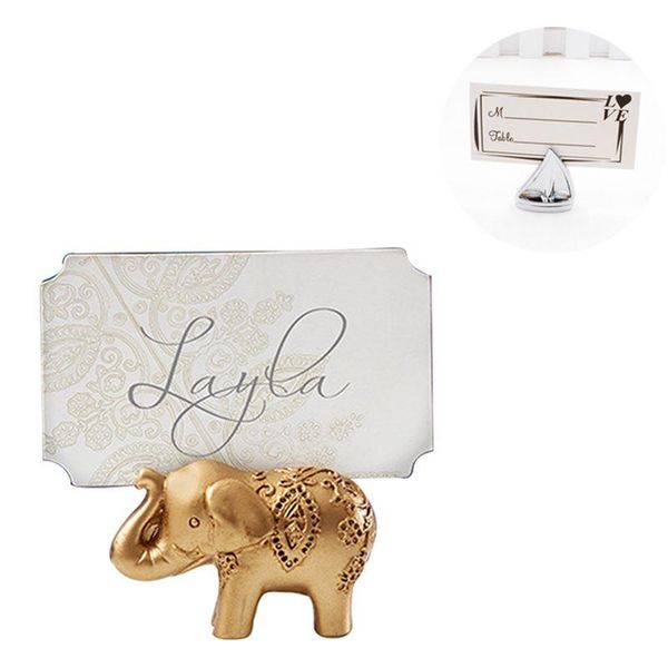 Décoration de fête Éléphant doré Porte-étiquette Bureau Mémo Clip Creative Voilier Siège de bureau Porte-cartes Drop Delivery Accueil Ga Dh4Um