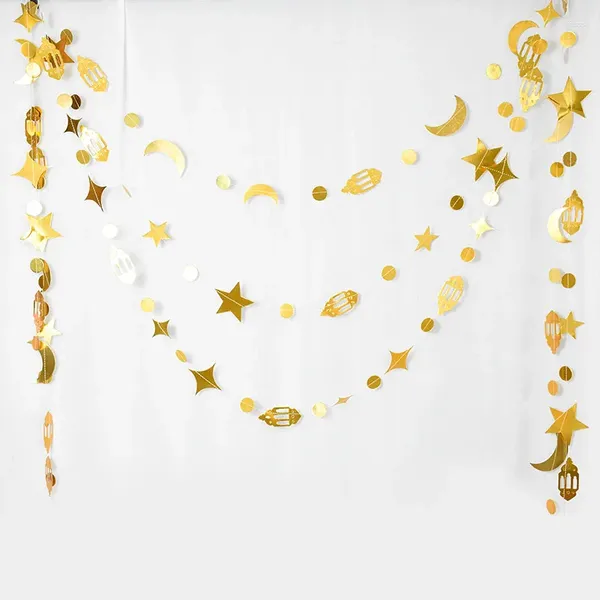 Bannière de lune étoile dorée, décoration de fête pour Eid Mubarak Ramadan al-fitr, ornements muraux suspendus, fournitures musulmanes islamiques