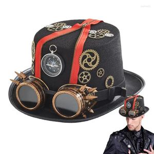 Decoración de fiestas Gótica Ste Steampunk Tarra de sombrero Headwear Halloween con gafas extraíbles Tiempo Viajero Fancy Accessories